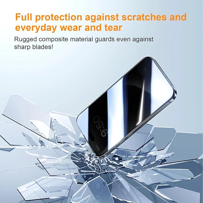 OneFish Privacy Screen Protector for iPhone 16, Full Edge Coverage 6.1",Scratch Resistant, Bubble Free, Easy Installation, Auto Dust-Elimination, 2 Pack
