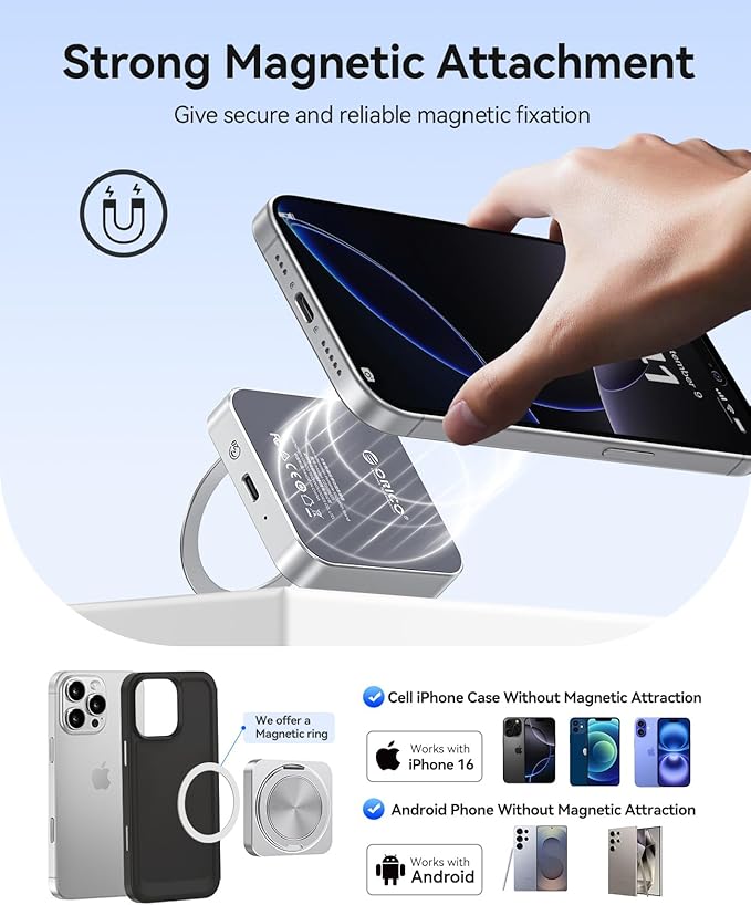 ORICO 512GB Magnetic External SSD with Kickstand, Up to 2000MB/s, 4K ProRes HDR Record and Store, Aluminum Alloy, MagSafe Portable SSD for iPhone 16 Pro Max, Tablet, Computer - CZ20PLUS