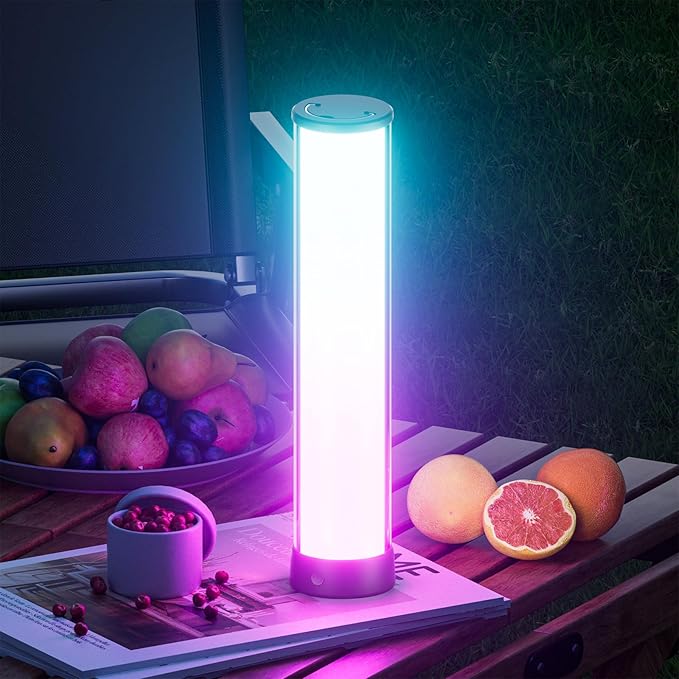 Rechargeable Table Lamp, RGB IC LED Light Bar with APP & Remote Control, 32cm TV Backlights with Music Sync, Color Changing Ambient Lighting for Bedside Table, Desk, Monitor, Gaming Black