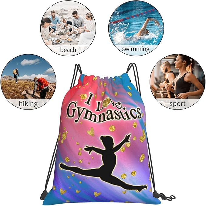 Gymnastics Drawstring Bags Adjustable Sports Gym Bag Drawstring Backpack Water Resistant String Bag Party Favors Bags