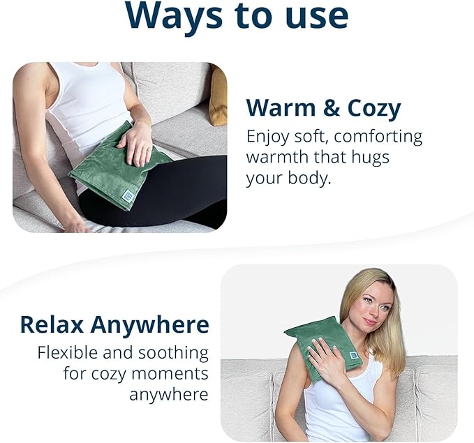 Microwave Heating Pad (with Removable Cover) – Weighted Microwavable Moist Heat Therapy Pad for Back, Neck, Shoulders, and Cramps – Portable, Reusable Cold or Warm Compress, 10" x 7", 2.5lbs