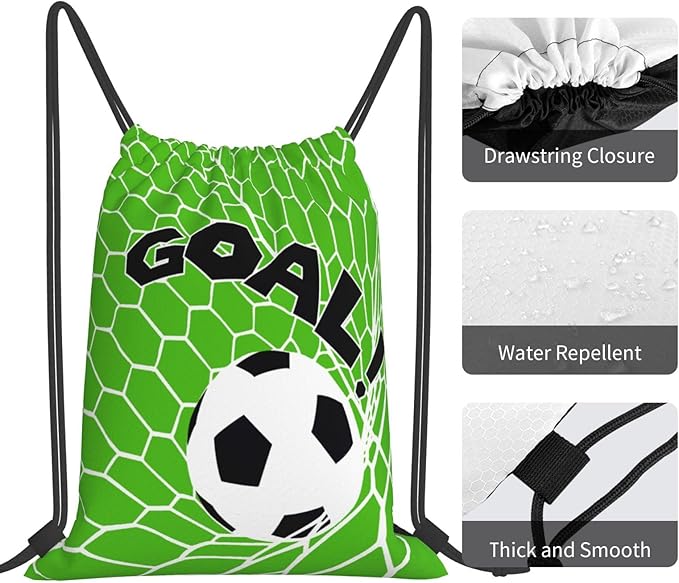 Soccer Drawstring Backpack Gym String Bag Water Resistant Drawstring Sackpack Sport For Womens Mens, Football1