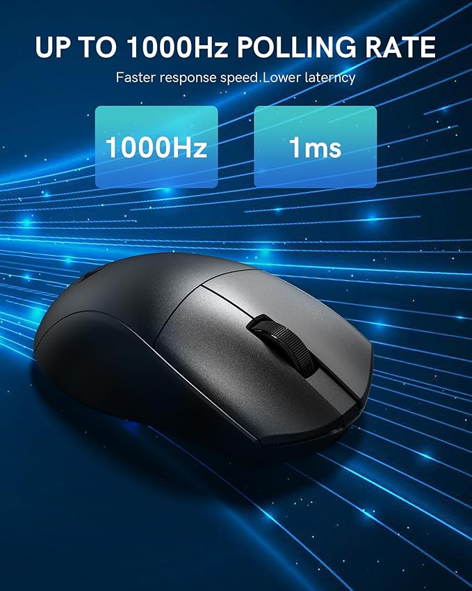 Redragon Wireless Gaming Mouse, 54G Lightweight, Tri-Mode 2.4G/USB C Wired/Bluetooth, Black PC Gaming Mice for Computer Laptop Mac Windows, Max 128000 DPI, 1K Polling, 6 Programmable Buttons, M821