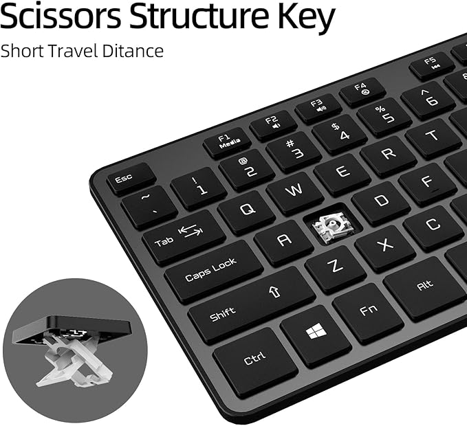 Wired USB Keyboard, Comfortable Quiet Chocolate Keys, Durable Ultra-Slim Wired Computer Key board(QWERTY) for PC, Windows 11/10/8/7/XP/Vista KB1430 (grey wired keyboard, Full Size Keyboard)