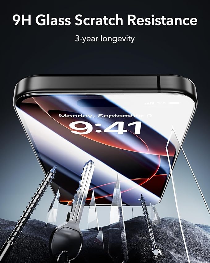 ESR 3 Pack 9H+ Glass for iPhone 16 Pro Max Screen Protector, [Military Grade Shatterproof & Longest Durable] Armorite Ultra-Tough Tempered Glass with UltraFit Tray