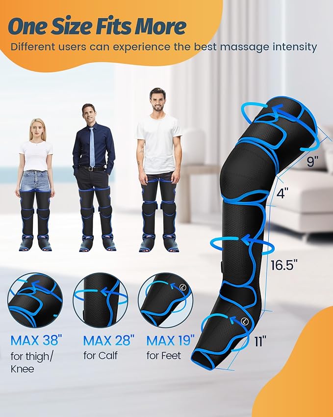 Leg Massager with Heat and Compression, 6 Modes 3 Intensities, Foot & Calf Massager for Muscle Relaxation