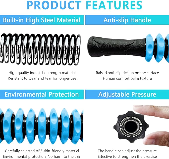 Muscle Roller Stick, Yoga Massage Roller Bar Fitness Beauty Tool for Athletes Relief Leg Back Pain (Blue)