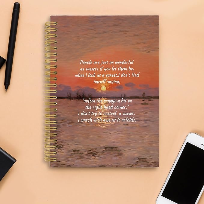 Boho Sunset Mental Health Spiral Notebook, Inspirational Quote Journal, Motivational Notebooks for School Work, Therapy Office Supplies, Positive Gifts for Women Men, 5.5x8.3 Inch