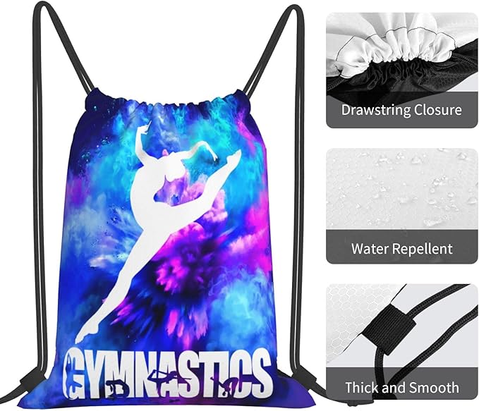 Gymnastics Drawstring Backpack Light Gym String Bag Pink Water Resistant Sackpack Sport Yoga Daypack For Womens Mens