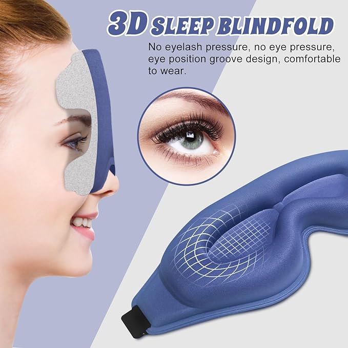3D Advanced Eye Mask for Sleeping，Ultra Delicate Soft Skin Friendly Eye mask，100% Blackout Sleep Eye Mask for Sleep, Eyelash Extension Sleep mask， Sleeping Eye Masks for Men and Women