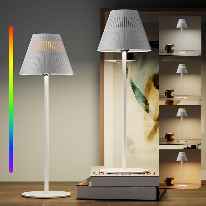 Honeywell Cordless Table Lamps Rechargeable, 2 Packs M1 Sunturalux Portable LED Desk Lamp 5200mAh 4Color 9RGB Dimmable Bedside Lamps for Restaurant/Bedroom/Bars/Party/Camping Night Light