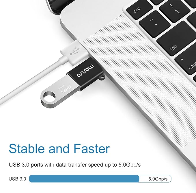 MOSISO USB C to USB Adapter 2 Pack,USB Type-C to USB Connector,Thunderbolt 3 to USB 3.0 Converter OTG Compatible with MacBook Pro 2024-2016/Air 2024-2018/Laptop/Tablet/More Type-C Devices, Black