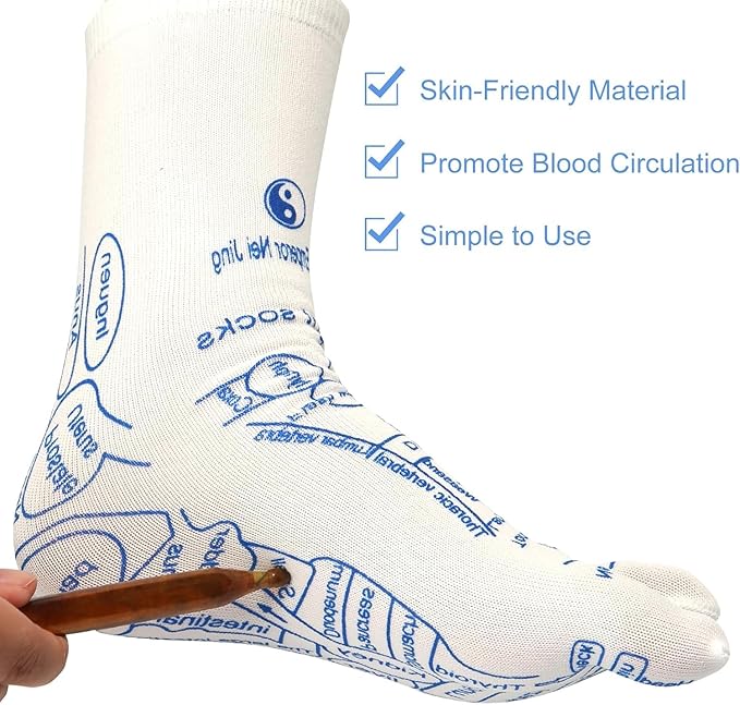 Foot Massage Reflexology Socks Set,Professional Reflexology Socks with Tools with 4 Trigger Point Massage Tool,Relieve Tired Acupressure Socks for Men and Women(Men/Women)