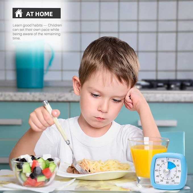 Secura 60-Minute Visual Timer, Silent Study Timer for Kids and Adults, Time Clocks, Time Management Countdown Timer for Teaching (Blue)