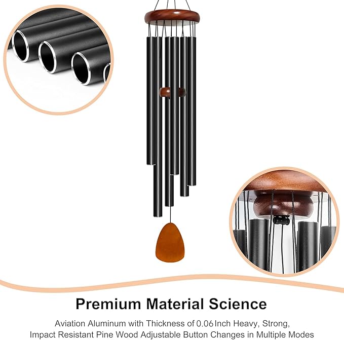 Wind Chime for Outside Deep Tone, 42 inch Large Wind Chimes, 6 Heavy Duty Tubes Aluminium Metal Extra Large Wind Chimes, Decoration for Garden, Patio, Yard, Gift for Mother's Day(Waterdrop)