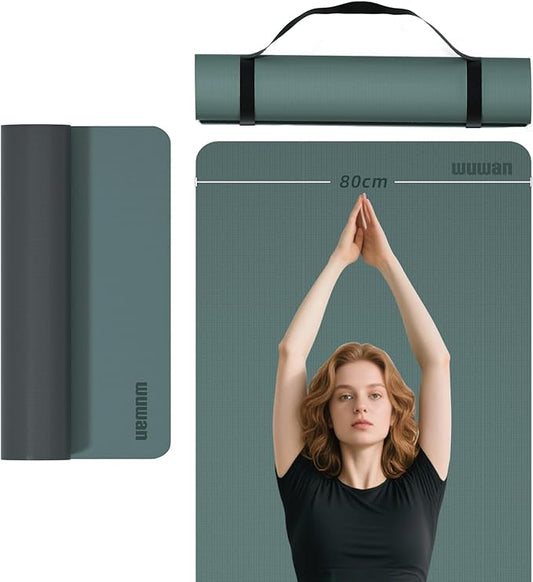 Yoga Mat Non-Slip Extra Thick 72"x32/24" Extra Wide Fitness Exercise Mat TPE Material High Elastic Hot Yoga Mat for Women Yoga Pilates Home Floor Workout (Cow Coffee)