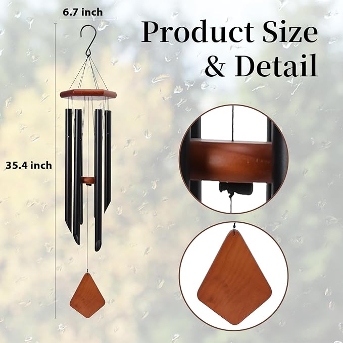 MUMTOP Wind Chimes for Outside - Deep Tone Memorial Sympathy Wind Chimes Outdoor, 35.4 Inch Windchimes Clearance for Garden, Patio,Yard Decor Gift