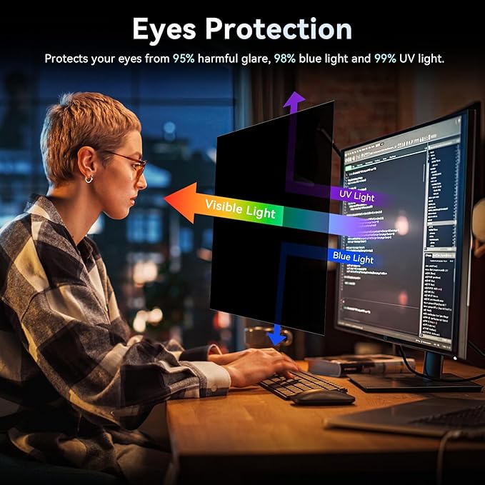 [2024 New] 34 Inch Computer Privacy Screen Filter for 21:9 Widescreen Monitor, Removable Eye Protection Anti Glare Blue Light Filter Privacy Shield, Anti Spy Screen Protector Film 34 in