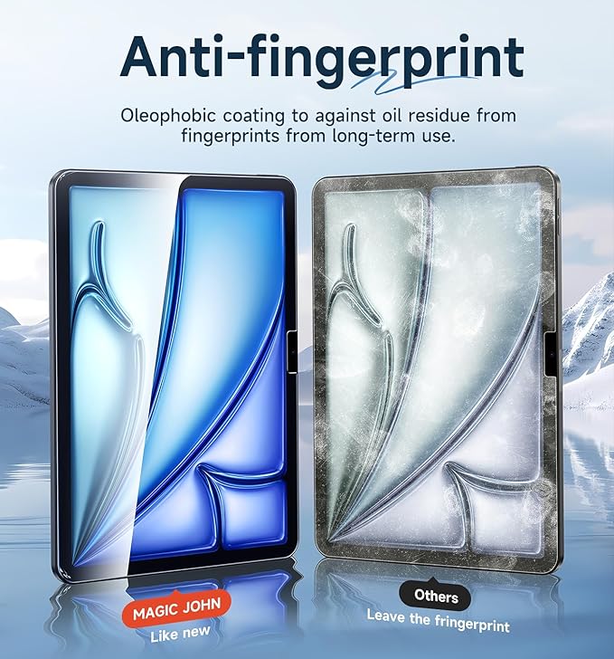 MAGIC JOHN for iPad Air 11 inch Screen Protector M2 [6th 2024] Tempered Glass, Auto Dust-Elimination, Bubble Free, HD Clear, Easy Installation,High Sensitivity