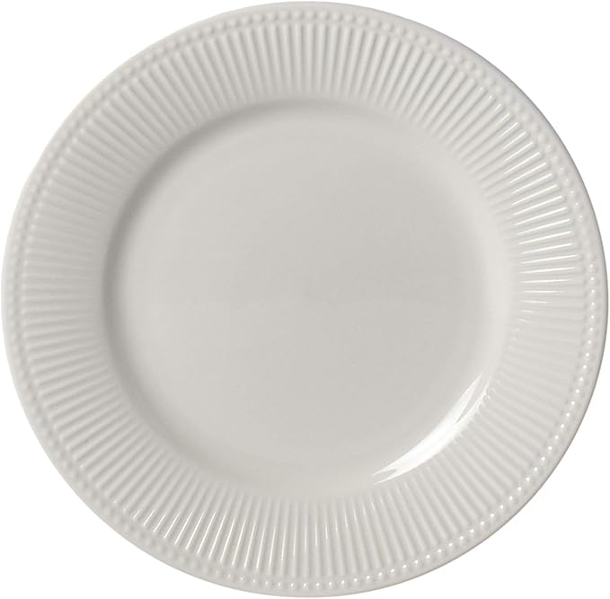 Tabletops Gallery Embossed Bone White Porcelain Round Dinnerware Collection- Chip Resistant Scratch Resistant, Fleur 16 Piece Dinnerware Set (Dinner Plate, Salad Plate, Cereal Bowl, Mug)