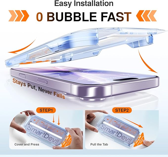 SMARTDEVIL AR Screen Protector for iPhone 17, 9H Hardness Military Grade Glass,Anti-Reflective Crystal Clarity,Bubble Free,Auto Dust Box-2 Pack