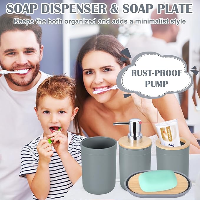 iMucci Bathroom Accessories Grey Bathroom Sets with Shower Curtain and Rug, Grey Ombre Waterproof Shower Curtain with Ultra Absorbent Rug Bathroom Accessories Set for Home Decor