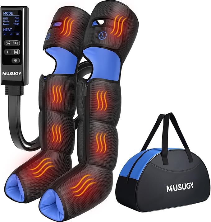 Leg Massager with Heat and Compression : Sequential Compression Boots with 6 Modes,9 Intensity and 3 Heat for Circulation and Pain Relief - Christmas Birthday for Mom, Dad, Athletes, Gym