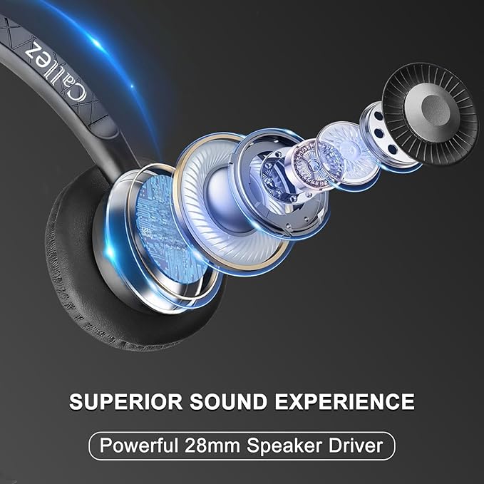 Callez USB Headset with ENC Dual Mic Noise Cancelling for PC Laptop Mac, Computer Headset with MS Teams Call Button Wired Stereo Headphones for Teams Zoom Home Office Work Call Center