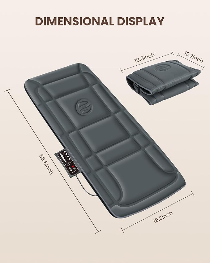 Full Body Massage Mat, Vibration Back Massage Pad for Chair, Bed, Sofa, Back Massager with Heat, Massage Chair Pad, 10 Vibration Motors& 2 Heating Levels, Gifts