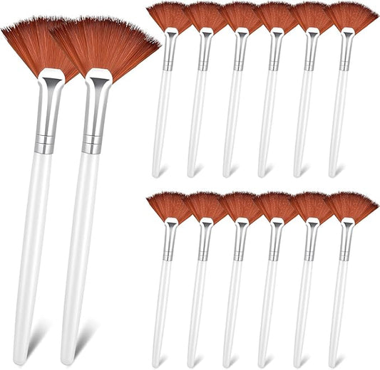 Patelai 14 Pieces Fan Brushes Applicator, Mask Brushes for Facial Makeup Tools for Face Cosmetic(Brown)