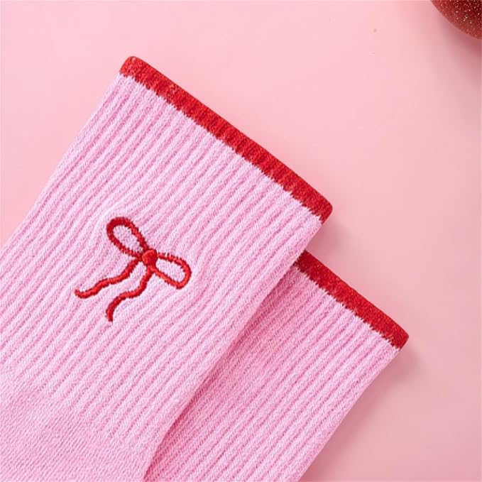 3 Pairs Cute Pilates Socks with Grips for Women Non Slip Yoga Socks Grippy Crew Socks Embroidery Pattern for Workout Ballet