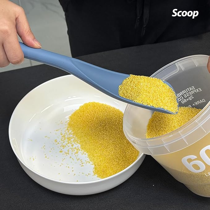 Cooking Spoon for Nonstick Cookwares, VOVOLY Silicone Spoon for Mixing, Scoop, and Scrape,Seamless Design,Starry Blue, 12.6''