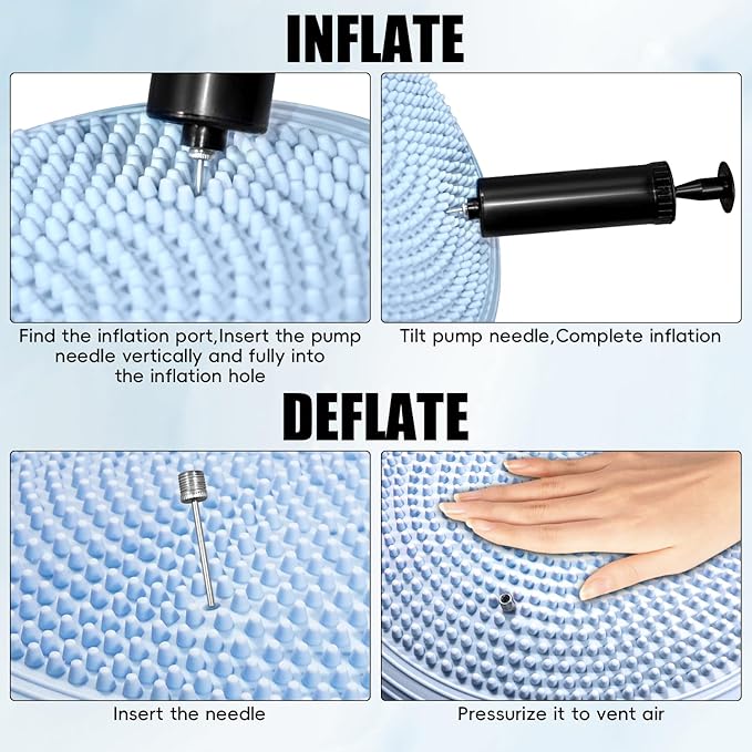3 Pcs Inflated Wobble Cushion, Wiggle Seat & Balance Pad for Exercise, Home Yoga Balance Stability Training, Strengthen Core Muscles, Improve Posture, Balance Disc with Pump