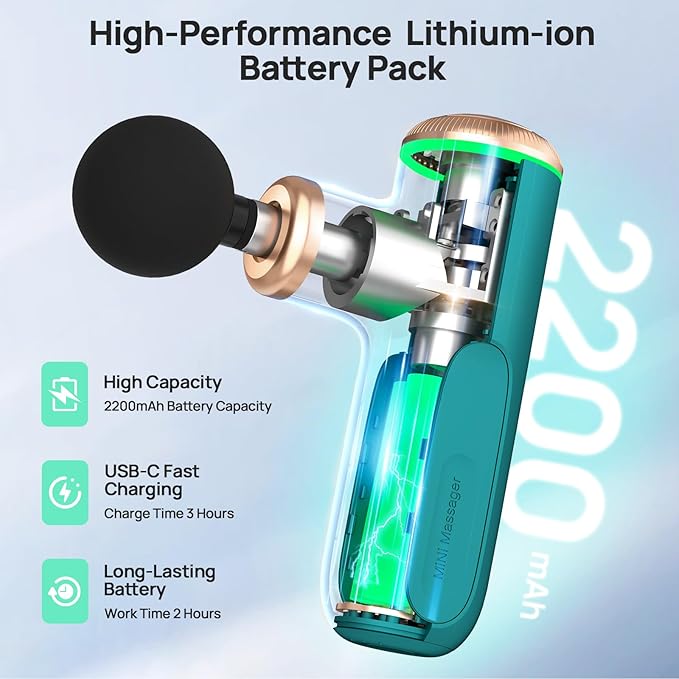 A1 Super Mini Massage Gun, Percussion Deep Tissues Muscle Massager (Heat-Green)