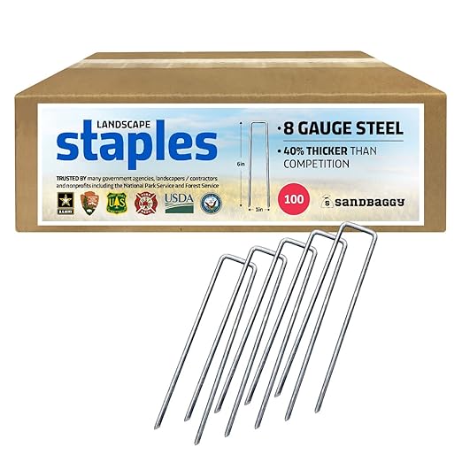 Sandbaggy 6 inch Landscape Sod Staples (8 Gauge Steel) | Great for Hard & Rocky Soil | 40% Thicker Than Standard 11 Gauge | Trusted by Farmers & Contractors Across USA (4000 Staples)