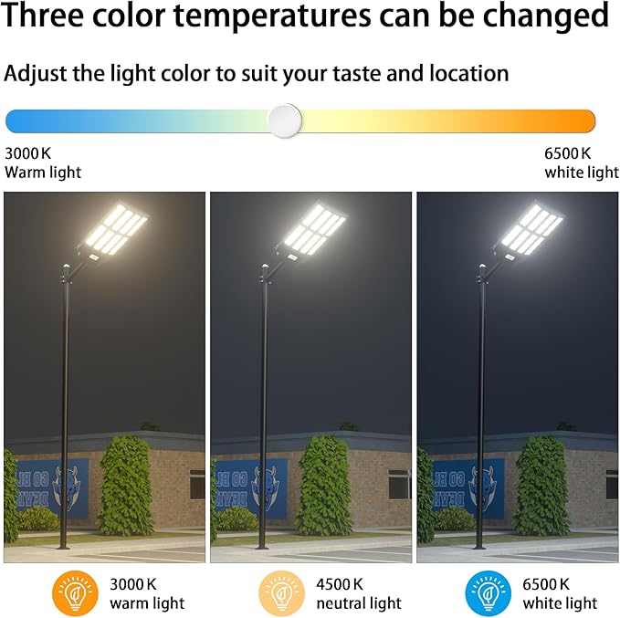 Ofuray Of-6200W Solar Street Lights Outdoor, 620000LM Solar Security Flood Light Parking Lot Lights Dusk to Dawn, 6500k Waterproof Led with Remote Control Motion for Street,Court,Barn