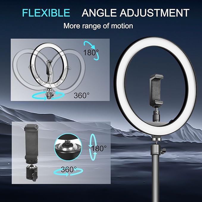10'' Ring Light with Stand, LED Selfie RingLight for Desk- Suitable for Phones and Cameras, for Makeup/Photography/Videos/Vlog/TikTok