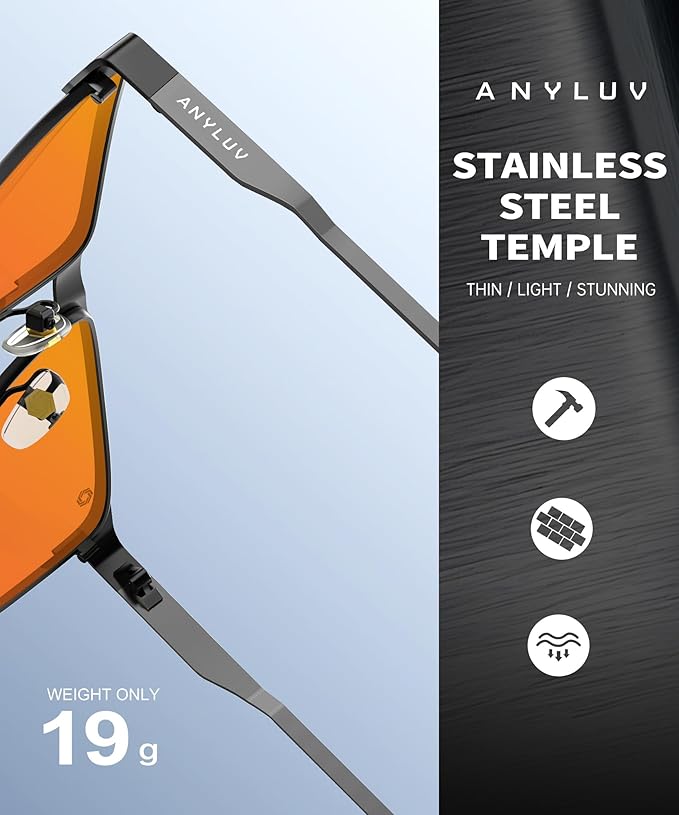 ANYLUV Blue Light Glasses for Men/Women, Lightweight Blue Light Blocking Glasses, Anti-Eye Strain Computer Glasses for Gaming