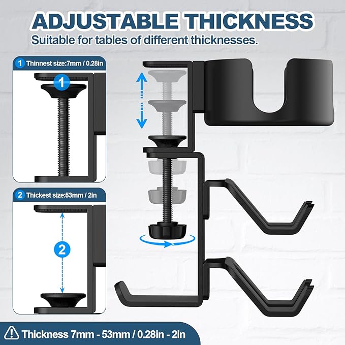 4 in 1 Desk Cup Holder with Headphone Hanger and Controller Stand Gaming Accessories, Universal Adjustable & Rotating Upgraded Arm Clamp for Coffee Mugs, Water Bottles, Headphones, Controller.