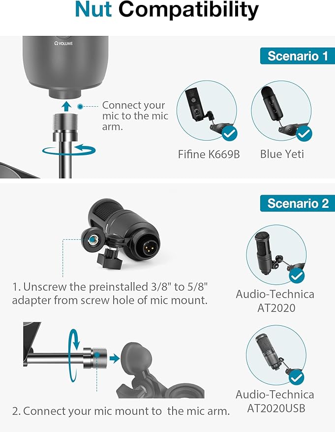 InnoGear Microphone Arm Stand, Heavy Duty Mic Arm Microphone Stand Suspension Scissor Boom Stands with Mic Clip and Cable Ties for Blue Yeti Snowball Hyper X QuadCast SoloCast Fifine Gaming (Medium)