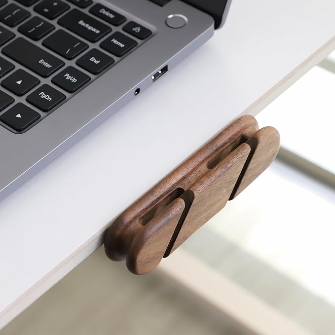 muso wood Cable Clips, Walnut Cord Holder, Cable Management Cord Organizer, Cable Straps for Desk Home and Office
