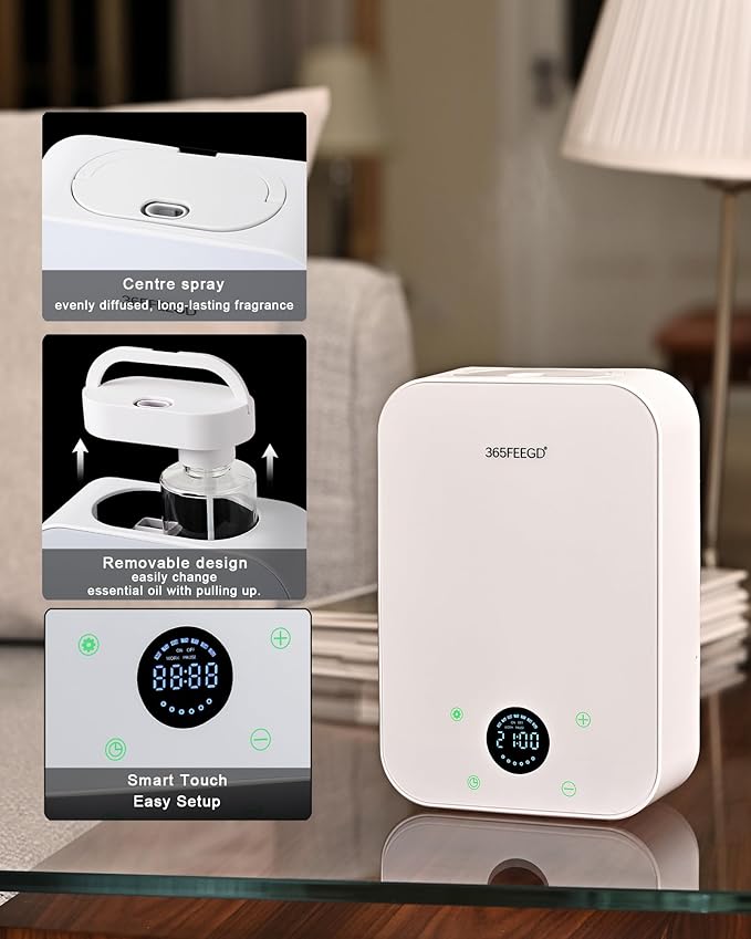 Waterless Oil Diffuser - Pure Essential Oil Diffuser with App Control - 150ml/1700 Sq.Ft. Coverage for Effective Aromatherapy in Home/Office/Hotel (White)