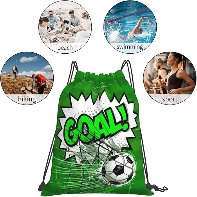Soccer Drawstring Backpack Gym String Bag Water Resistant Drawstring Sackpack Sport For Womens Mens