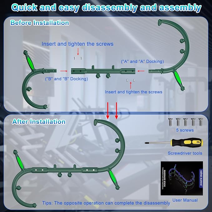 KEINE MARKE Trigger Point Massage Tool, Back Massage Tool, Pressure Point Massage Tool, Handheld Back, Neck, Shoulder, Leg and Feet Massage Hook for Men & Women (Forest Green)