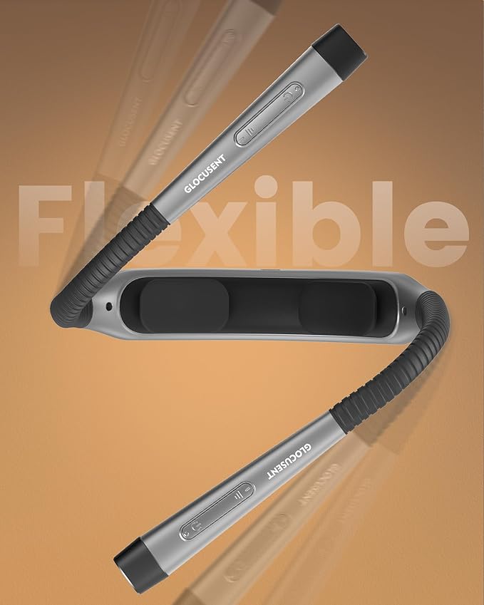 Glocusent Ergonomic Reading Light, 1600mAh Rechargeable Book Light for 100 Hrs - 3 Colors & 5 Brightness, Neck Light with Timers, Sleep Aid & Travel Lock, Perfect for Reading, Knitting & Craft