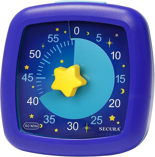 Secura 60-Minute Visual Timer, Silent Study Timer for Kids and Adults, Time Clocks, Time Management Countdown Timer for Teaching (Starry Sky)