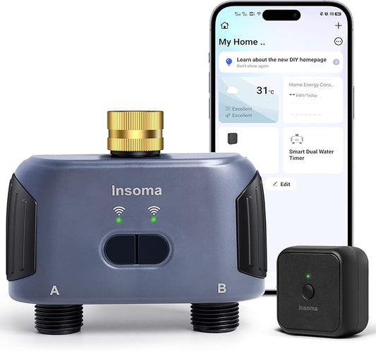 2 Zones WiFi Water Timer Brass Inlet, Sprinkler Timer for Garden Hose, APP Remote Control WiFi Hose Timers with Gateway, Voice Control with Alexa, Rain Delay and Manual Mode for Yard Lawn Watering