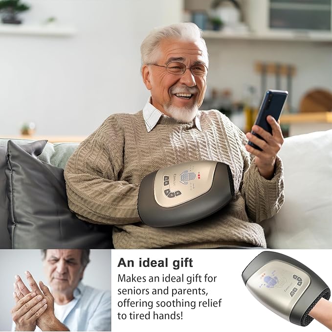 Electric Hand Massager,Cordless Hand Massager, 3 Level Heating, Fingers Palm and Wrist Chooseable, Glove-Like, Finger Separation