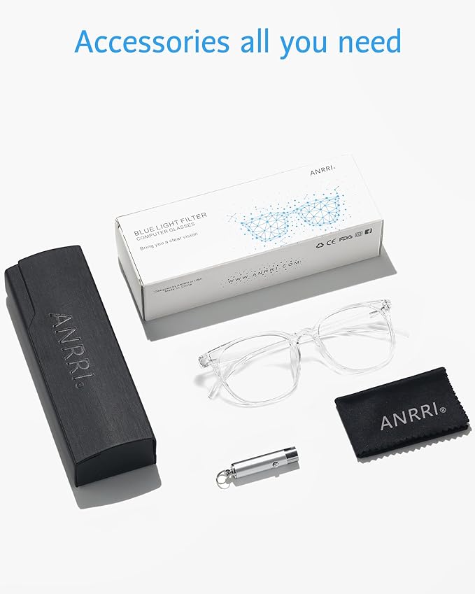 ANRRI Blue Light Blocking Glasses Round Lightweight Eyeglasses Frame Filter Blue Light Computer Game Glasses Clear Frame for Men and Women
