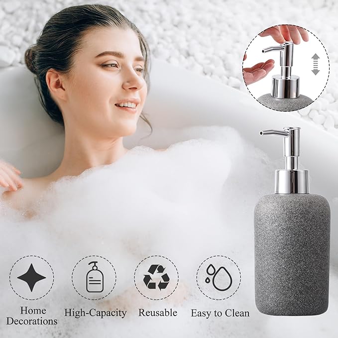 21 Pcs Bathroom Accessory Set with Waterproof Shower Curtain and Non Slip Mat,Resin Bath Set with Toothbrush Holder and Lotion Soap Dispenser,Bathroom Countertop Organizer Set for Home Apartment